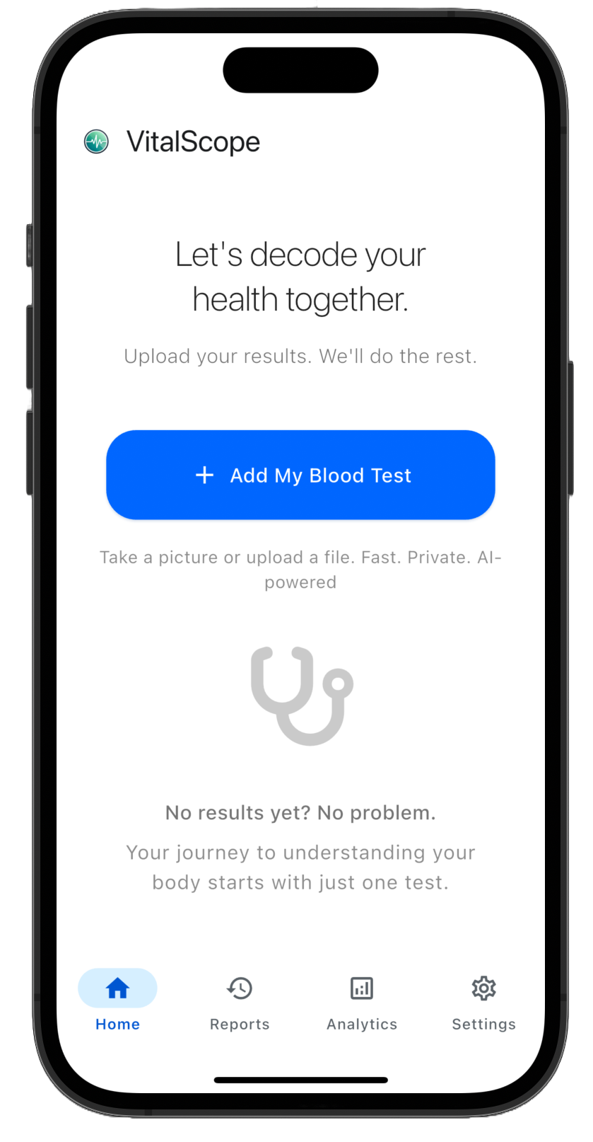 VitalScope Home Screen